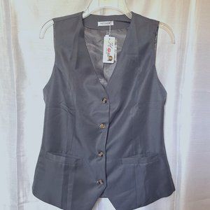 Hotouch-Unique Vest-Women's-NWT-Adjustable-Medium-Gray/Brown Buttons-Classic